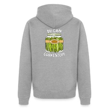 VEGAN GURKENGLAS - Unisex Premium Bio Zip Hoodie - Grau meliert - Hinten - Nico (187cm)