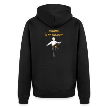 Qigong as therapy Lusitger Qi-Gong saying - Unisex Premium Organic Zip Hoodie - black - Back - Nico (187cm)