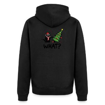 Chat de noël quel arbre de noël chaton - Veste à capuche bio Premium Unisexe - noir - Dos - Nico (187cm)