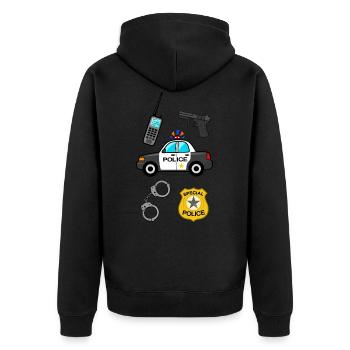 Polizei, police, polizist, cop police car, officer - Unisex Premium Bio Zip Hoodie - Schwarz - Hinten - Nico (187cm)