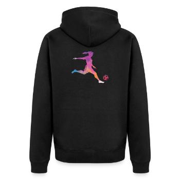 Fußballerin Frauenfußball Geschenk Fußball Mädchen - Unisex Premium Bio Zip Hoodie - Schwarz - Hinten - Nico (187cm)