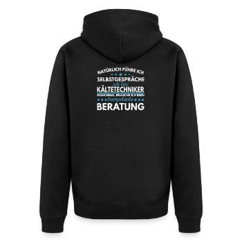 Kältetechniker Klimatechniker Kälteanlagenbauer - Unisex Premium Bio Zip Hoodie - Schwarz - Hinten - Nico (187cm)