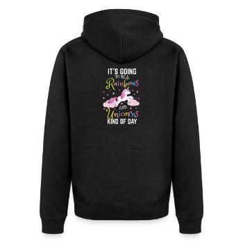 Arcs-en-ciel et licornes cadeau de retour à l'école maternelle - Veste à capuche bio Premium Unisexe - noir - Dos - Nico (187cm)