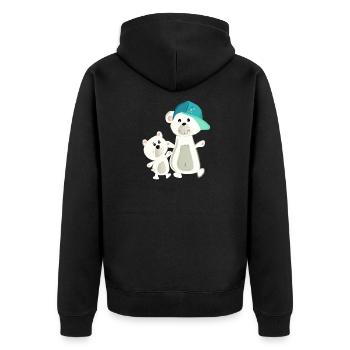 Großer Bruder coole Geschwister Eisbären Freunde - Unisex Premium Bio Zip Hoodie - Schwarz - Hinten - Nico (187cm)