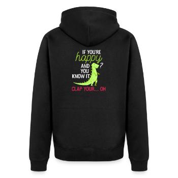 Drôle Dino Trex Happy Clap Your Hands - Veste à capuche bio Premium Unisexe - noir - Dos - Nico (187cm)