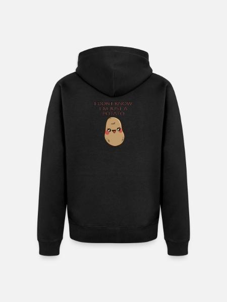 Potato - Unisex Premium Organic Zip Hoodie - black