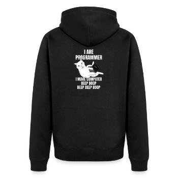 I Are Programmer Computer Cat Beep Boop I Funny IT - Unisex Premium Bio Zip Hoodie - Schwarz - Hinten - Nico (187cm)