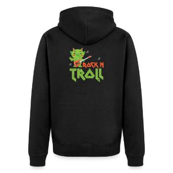 Rock N Troll Rock'N'Roll Troll - Unisex Premium Organic Zip Hoodie - black - Back - Nico (187cm)