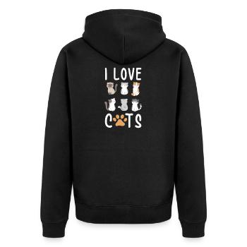 J'aime les chats j'aime les chats - Veste à capuche bio Premium Unisexe - noir - Dos - Nico (187cm)