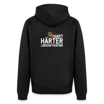 Hart Härter Landschaftsgärtner - Unisex Premium Bio Zip Hoodie - Schwarz - Hinten - Nico (187cm)