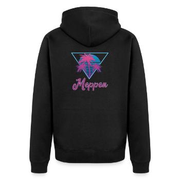 stadt meppen - Unisex Premium Bio Zip Hoodie - Schwarz - Hinten - Nico (187cm)