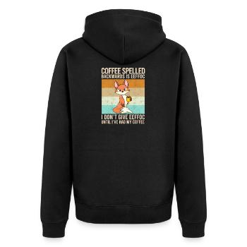 Coffee Spelled Backwards Is EEFFOC Fox Drink - Unisex Premium Organic Zip Hoodie - black - Back - Nico (187cm)