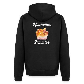 Mineralien Steine Geologie Sammler Mineral Geologe - Unisex Premium Bio Zip Hoodie - Schwarz - Hinten - Nico (187cm)