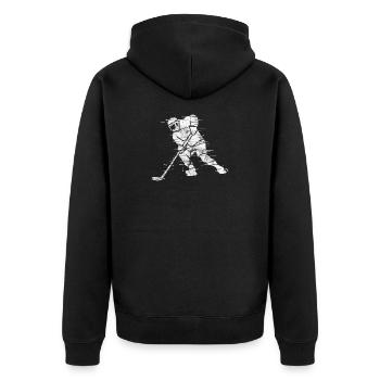 Eishockey - Unisex Premium Bio Zip Hoodie - Schwarz - Hinten - Nico (187cm)