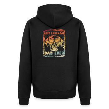 Vintage Best Labrador Dad Ever Geschenk Vatertag - Unisex Premium Bio Zip Hoodie - Schwarz - Hinten - Nico (187cm)