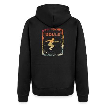 Retro Boule Geschenk - Unisex Premium Bio Zip Hoodie - Schwarz - Hinten - Nico (187cm)