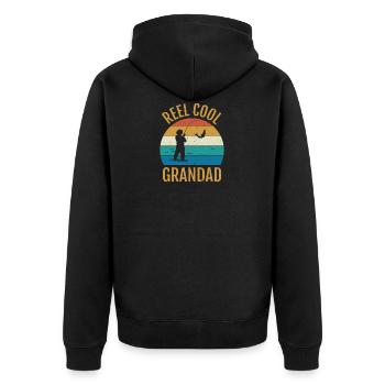 Reel Cool Grandad - Geschenk, das fischt, liebt - Unisex Premium Bio Zip Hoodie - Schwarz - Hinten - Nico (187cm)