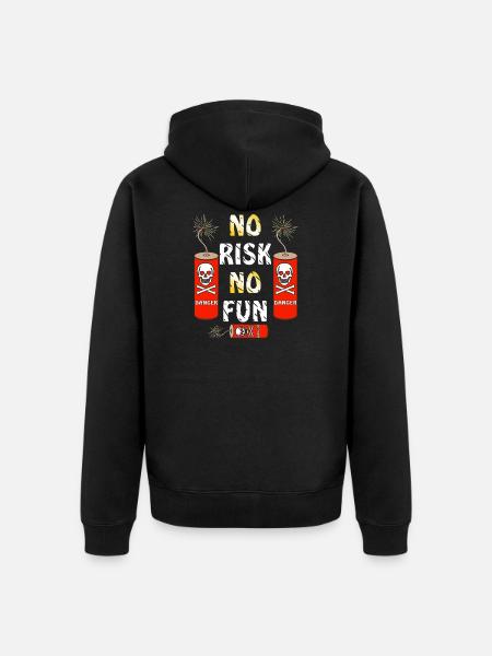 BÖLLER NO RISK NO FUN - Unisex Premium Bio Zip Hoodie - Schwarz
