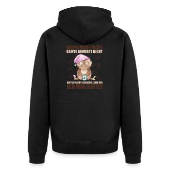 kaffee redet nicht kaffee jammert nicht eule kauz - Unisex Premium Bio Zip Hoodie - Schwarz - Hinten - Nico (187cm)