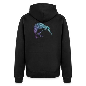 Maori Kiwi Tribal Aboriginal New Zealand Bird Art - Unisex Premium Bio Zip Hoodie - Schwarz - Hinten - Nico (187cm)