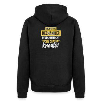Industriemechaniker Pfuschen lustiges Handwerker - Unisex Premium Bio Zip Hoodie - Schwarz - Hinten - Nico (187cm)