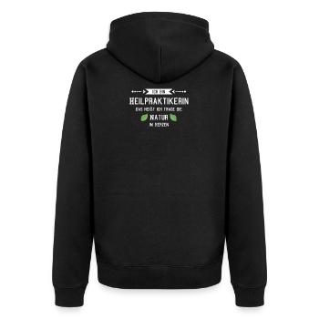 Heilpraktiker Heilpraktikerin Naturheilkunde - Unisex Premium Bio Zip Hoodie - Schwarz - Hinten - Nico (187cm)