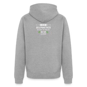 Heilpraktiker Naturheilkunde - Unisex Premium Bio Zip Hoodie - Grau meliert - Hinten - Nico (187cm)