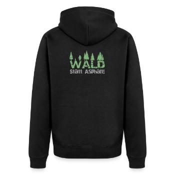 Wald statt Asphalt - Unisex Premium Bio Zip Hoodie - Schwarz - Hinten - Nico (187cm)