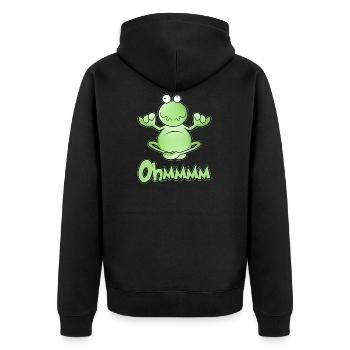 Ohmmm, yoga, grenouille méditante, jambes croisées - Veste à capuche bio Premium Unisexe - noir - Dos - Nico (187cm)