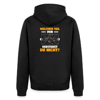 Basketball Coach Trainer Spruch Basketballer - Unisex Premium Bio Zip Hoodie - Schwarz - Hinten - Nico (187cm)