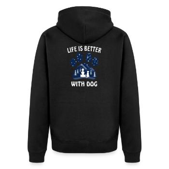 LA VIE DE L'EMPREINTE DU CHIEN EST MEILLEURE AVEC LE CHIEN - Veste à capuche bio Premium Unisexe - noir - Dos - Nico (187cm)