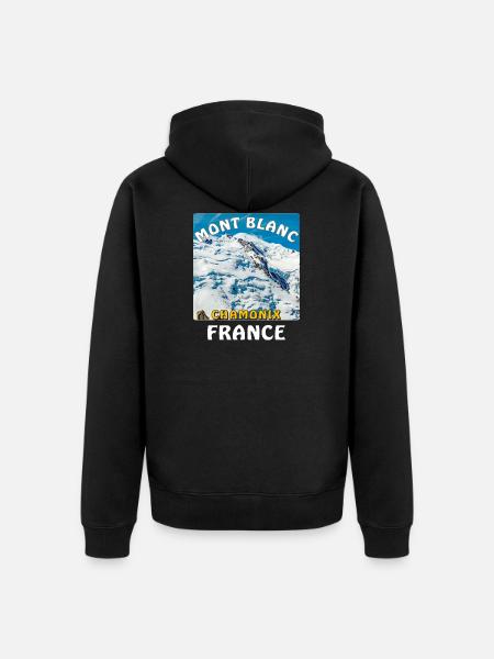MONT BLANC CHAMONIX FRANCE - Unisex Premium Organic Zip Hoodie - black
