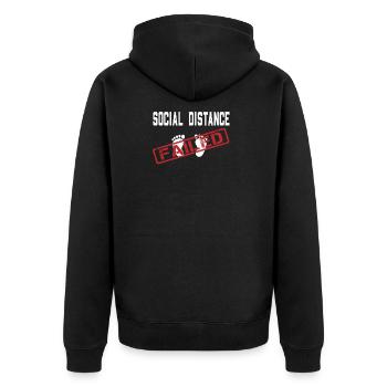 Social Distance Lockdown Quarantäne lustig - Unisex Premium Bio Zip Hoodie - Schwarz - Hinten - Nico (187cm)