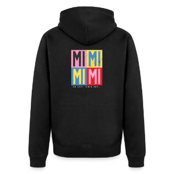 I always only hear ... mimimi - Unisex Premium Organic Zip Hoodie - black - Back - Nico (187cm)