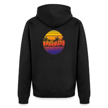 Sommer strand Palmen - Unisex Premium Bio Zip Hoodie - Schwarz - Hinten - Nico (187cm)
