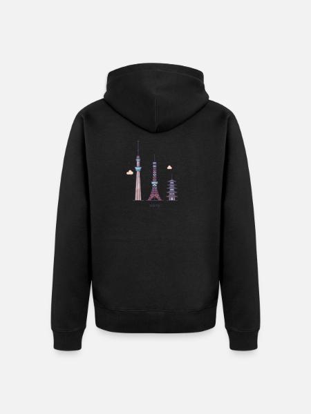 Tokyo - Unisex Premium Organic Zip Hoodie - black