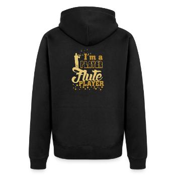Flûte traversière disant - Veste à capuche bio Premium Unisexe - noir - Dos - Nico (187cm)
