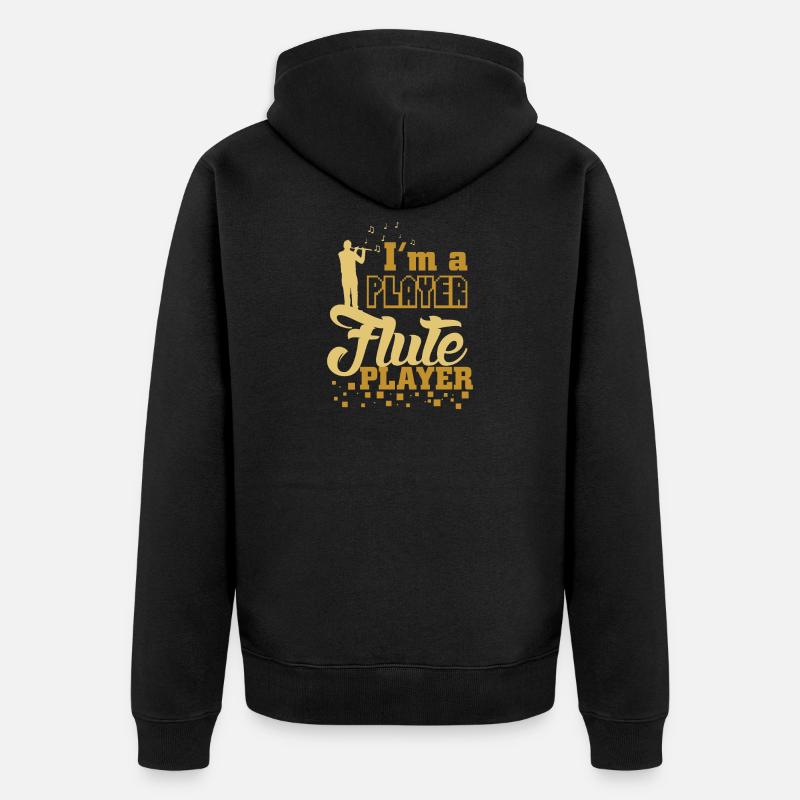 Querflöte spruch - Unisex Premium Bio Zip Hoodie - Schwarz