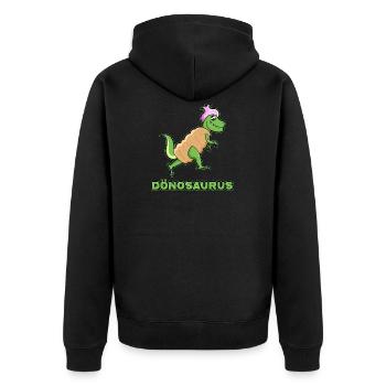 DÖNOSAURUS, Döner Saurier Dinosaurier Kebap Dino - Unisex Premium Bio Zip Hoodie - Schwarz - Hinten - Nico (187cm)