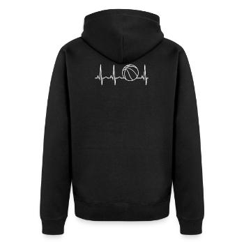 Heartbeat Basketball Best Basketball Player & Fan - Unisex Premium Bio Zip Hoodie - Schwarz - Hinten - Nico (187cm)