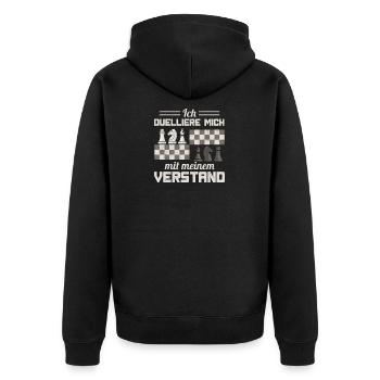 Schach Geschenk Schachspiel Duell Schachmatt - Unisex Premium Bio Zip Hoodie - Schwarz - Hinten - Nico (187cm)