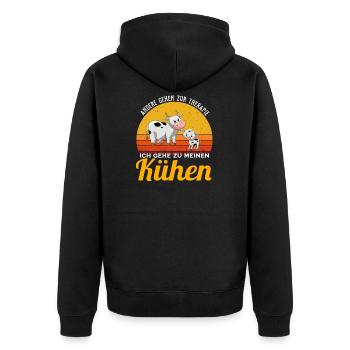 Kuh - Ich gehe zu Kühen - Unisex Premium Bio Zip Hoodie - Schwarz - Hinten - Nico (187cm)