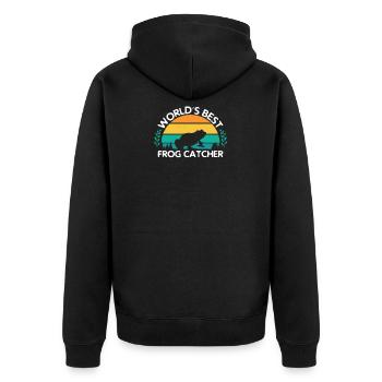 World's Best Frog Catcher Gift Boys Girls Kids - Unisex Premium Bio Zip Hoodie - Schwarz - Hinten - Nico (187cm)