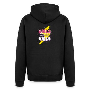 Girls support Girls 90er Feministin Frauen - Unisex Premium Bio Zip Hoodie - Schwarz - Hinten - Nico (187cm)