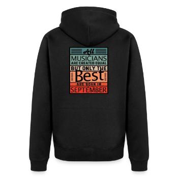 Lustig Musiker Hobby Musik September Geburtstag Ge - Unisex Premium Bio Zip Hoodie - Schwarz - Hinten - Nico (187cm)