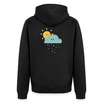 Frühling spring blumen Sonne Regen - Unisex Premium Bio Zip Hoodie - Schwarz - Hinten - Nico (187cm)