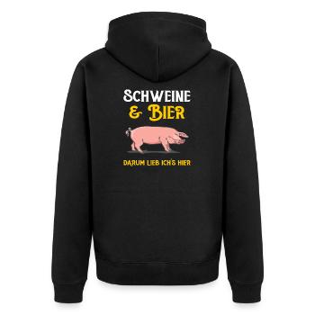 Schweine und Bier - Unisex Premium Bio Zip Hoodie - Schwarz - Hinten - Nico (187cm)