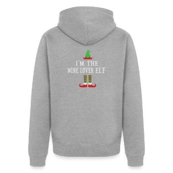 I'm the Wine Lover Elf Famiy Matching Xmas Pj - Unisex Premium Bio Zip Hoodie - Grau meliert - Hinten - Nico (187cm)