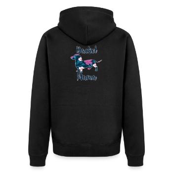Dackel Mama Dackelhund Silhouette Retro Geschenk - Unisex Premium Bio Zip Hoodie - Schwarz - Hinten - Nico (187cm)