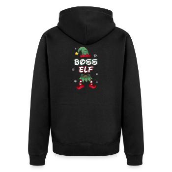 Boss Chef Elfen Kostüm Partnerlook Weihnachten - Unisex Premium Bio Zip Hoodie - Schwarz - Hinten - Nico (187cm)